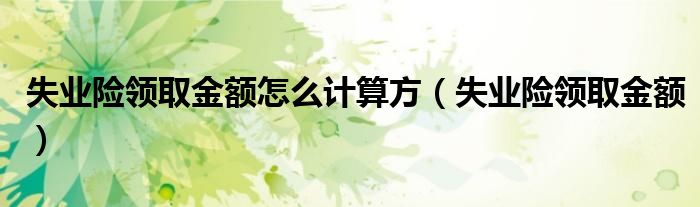 失业险领取金额怎么计算方（失业险领取金额）