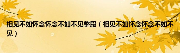 相见不如怀念怀念不如不见整段（相见不如怀念怀念不如不见）