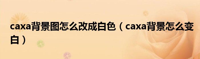 caxa背景图怎么改成白色（caxa背景怎么变白）