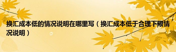 换汇成本低的情况说明在哪里写（换汇成本低于合理下限情况说明）