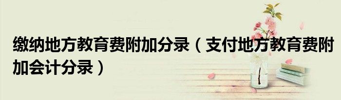缴纳地方教育费附加分录（支付地方教育费附加会计分录）