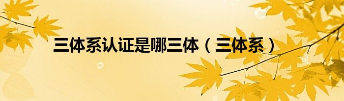 三体系认证是哪三体（三体系）