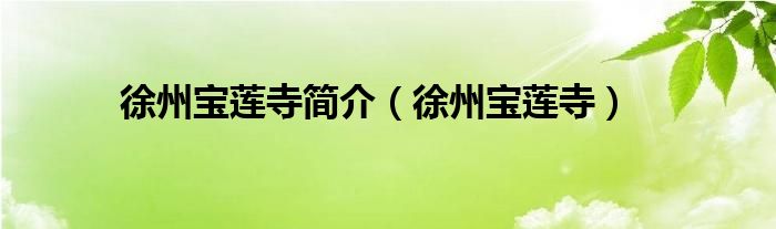 徐州宝莲寺简介（徐州宝莲寺）