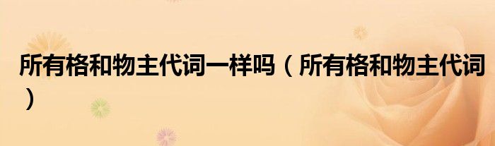 所有格和物主代词一样吗（所有格和物主代词）