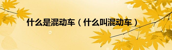 什么是混动车（什么叫混动车）