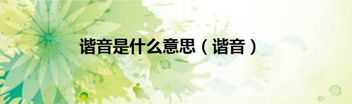 谐音是什么意思（谐音）