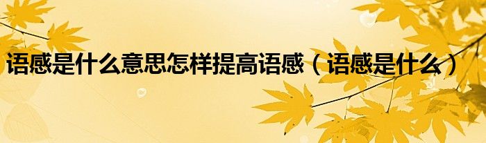 语感是什么意思怎样提高语感（语感是什么）
