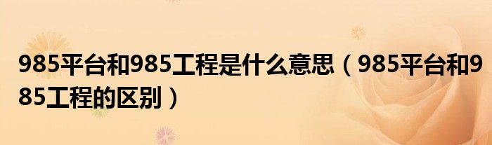 985平台和985工程是什么意思（985平台和985工程的区别）