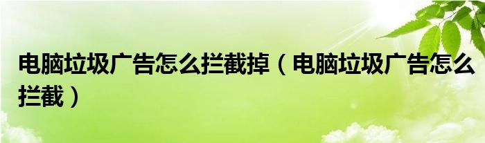 电脑垃圾广告怎么拦截掉（电脑垃圾广告怎么拦截）