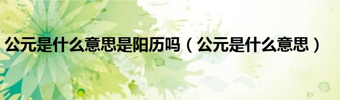 公元是什么意思是阳历吗（公元是什么意思）