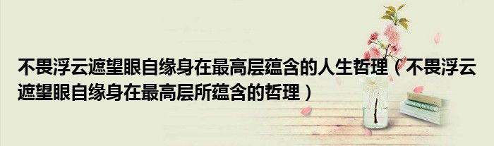 不畏浮云遮望眼自缘身在最高层蕴含的人生哲理（不畏浮云遮望眼自缘身在最高层所蕴含的哲理）