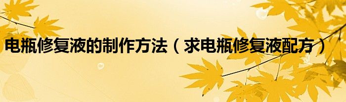 电瓶修复液的制作方法（求电瓶修复液配方）