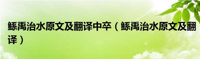 鲧禹治水原文及翻译中卒（鲧禹治水原文及翻译）