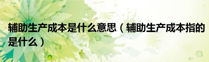 辅助生产成本是什么意思（辅助生产成本指的是什么）