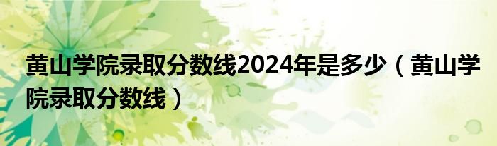 黄山学院录取分数线2024年是多少（黄山学院录取分数线）