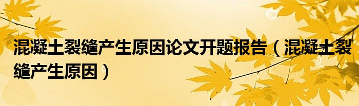 混凝土裂缝产生原因论文开题报告（混凝土裂缝产生原因）