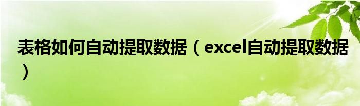 表格如何自动提取数据（excel自动提取数据）