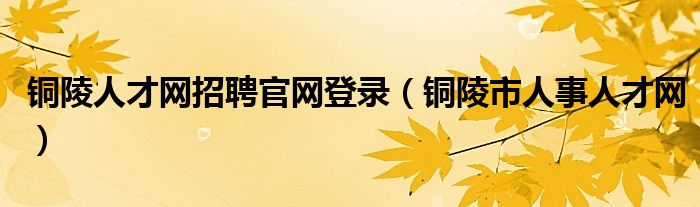 铜陵人才网招聘官网登录（铜陵市人事人才网）