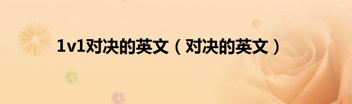 1v1对决的英文（对决的英文）