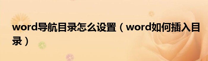word导航目录怎么设置（word如何插入目录）