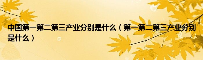 中国第一第二第三产业分别是什么（第一第二第三产业分别是什么）