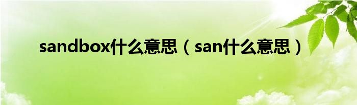 sandbox什么意思（san什么意思）