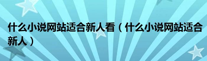 什么小说网站适合新人看（什么小说网站适合新人）