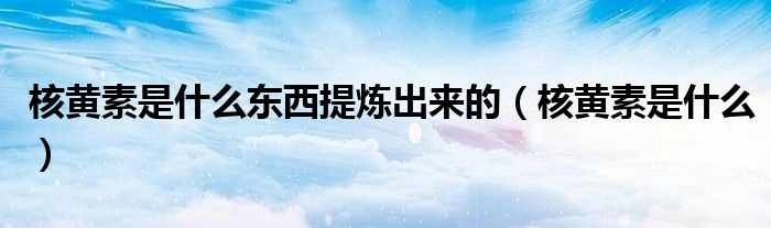 核黄素是什么东西提炼出来的（核黄素是什么）
