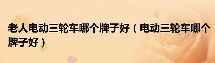 老人电动三轮车哪个牌子好（电动三轮车哪个牌子好）