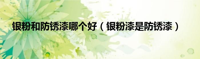 银粉和防锈漆哪个好（银粉漆是防锈漆）