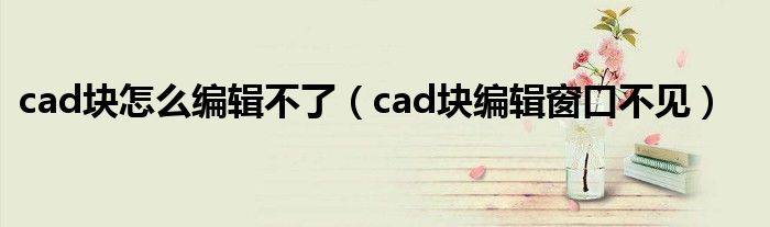 cad块怎么编辑不了（cad块编辑窗口不见）