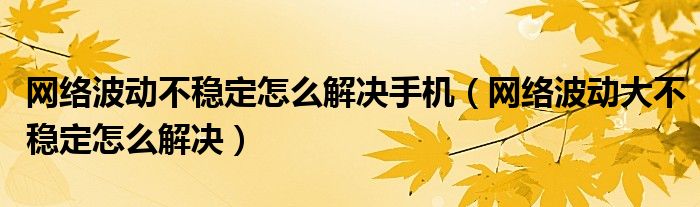 网络波动不稳定怎么解决手机（网络波动大不稳定怎么解决）