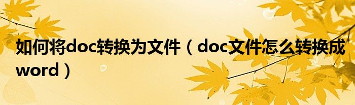 如何将doc转换为文件（doc文件怎么转换成word）