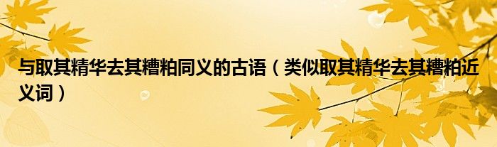 与取其精华去其糟粕同义的古语（类似取其精华去其糟粕近义词）