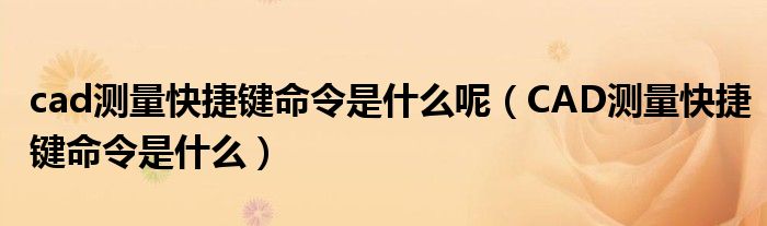cad测量快捷键命令是什么呢（CAD测量快捷键命令是什么）