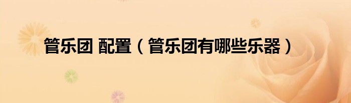 管乐团 配置（管乐团有哪些乐器）