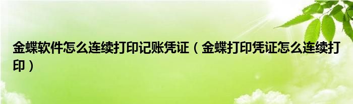 金蝶软件怎么连续打印记账凭证（金蝶打印凭证怎么连续打印）