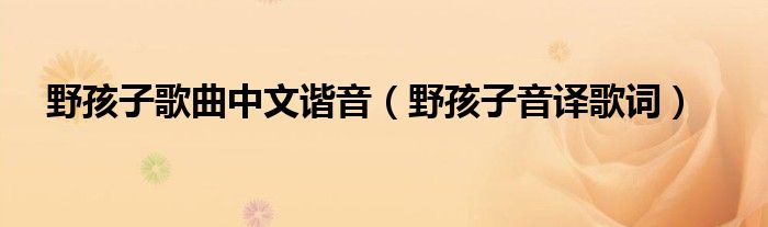 野孩子歌曲中文谐音（野孩子音译歌词）