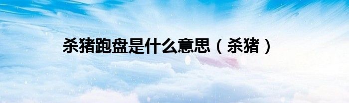 杀猪跑盘是什么意思（杀猪）