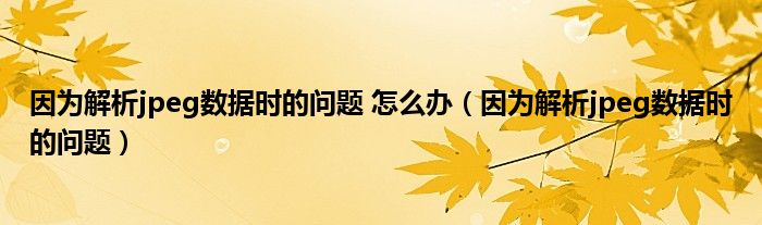因为解析jpeg数据时的问题 怎么办（因为解析jpeg数据时的问题）