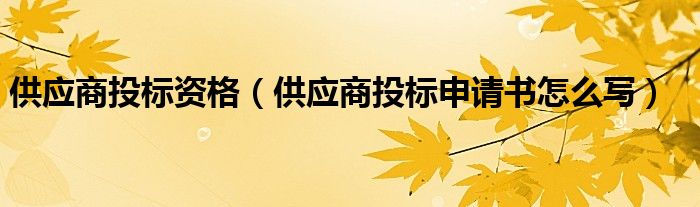 供应商投标资格（供应商投标申请书怎么写）