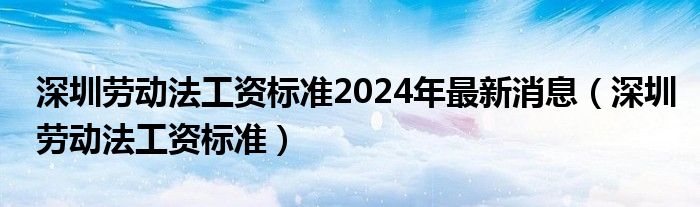 深圳劳动法工资标准2024年最新消息（深圳劳动法工资标准）