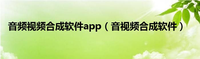 音频视频合成软件app（音视频合成软件）