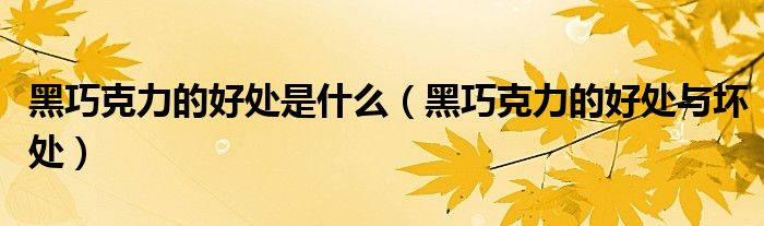 黑巧克力的好处是什么（黑巧克力的好处与坏处）