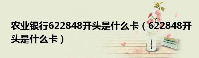 农业银行622848开头是什么卡（622848开头是什么卡）