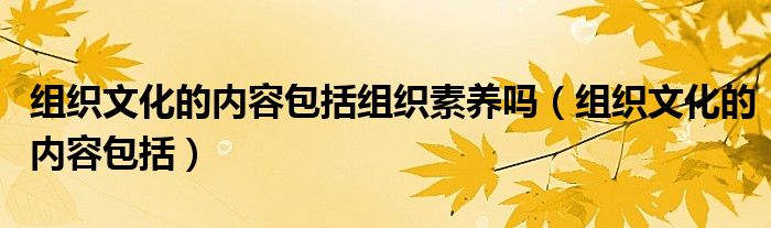 组织文化的内容包括组织素养吗（组织文化的内容包括）