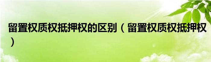 留置权质权抵押权的区别（留置权质权抵押权）