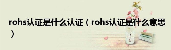 rohs认证是什么认证（rohs认证是什么意思）