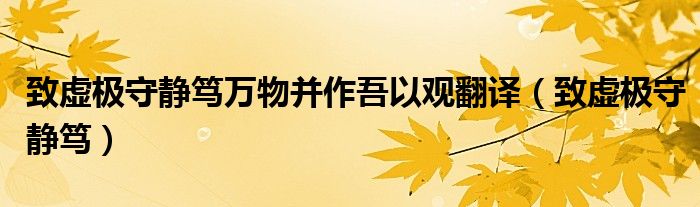 致虚极守静笃万物并作吾以观翻译（致虚极守静笃）