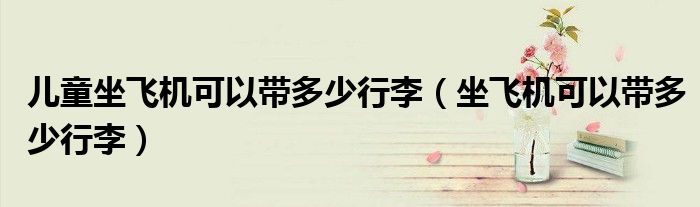 儿童坐飞机可以带多少行李（坐飞机可以带多少行李）